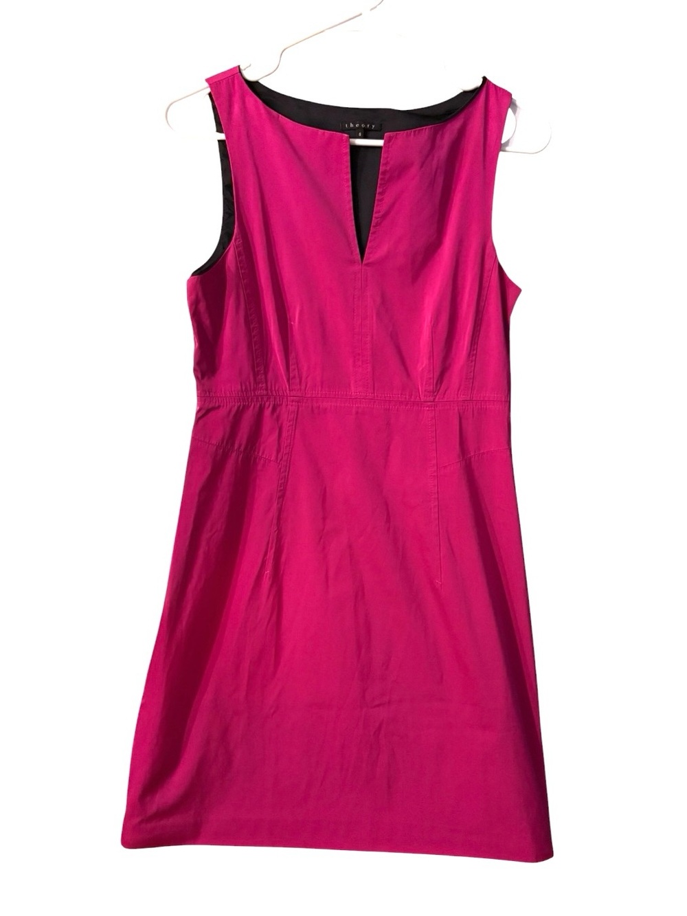 Theory Fuchsia Sleeveless Shiny Sheath Dress